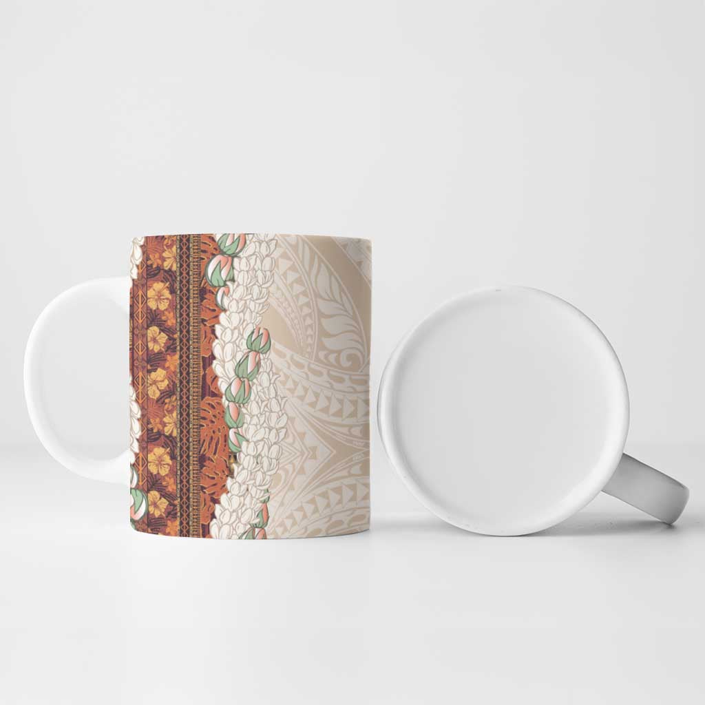 Aloha Hawaii Mikioi Lei Ceramic Mug Cattail Red Tropical Flower Pattern - Polynesian Pride