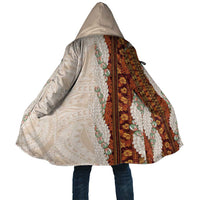 Aloha Hawaii Mikioi Lei Cloak Cattail Red Tropical Flower Pattern - Polynesian Pride