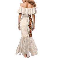 Aloha Hawaii Mikioi Lei Family Matching Mermaid Dress and Hawaiian Shirt Cattail Red Tropical Flower Pattern - Polynesian Pride