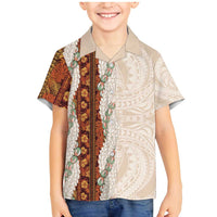 Aloha Hawaii Mikioi Lei Family Matching Mermaid Dress and Hawaiian Shirt Cattail Red Tropical Flower Pattern - Polynesian Pride