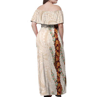 Aloha Hawaii Mikioi Lei Family Matching Off Shoulder Maxi Dress and Hawaiian Shirt Cattail Red Tropical Flower Pattern - Polynesian Pride