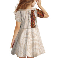 Aloha Hawaii Mikioi Lei Family Matching Off Shoulder Short Dress and Hawaiian Shirt Cattail Red Tropical Flower Pattern - Polynesian Pride