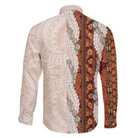 Aloha Hawaii Mikioi Lei Family Matching Puletasi and Hawaiian Shirt Cattail Red Tropical Flower Pattern - Polynesian Pride