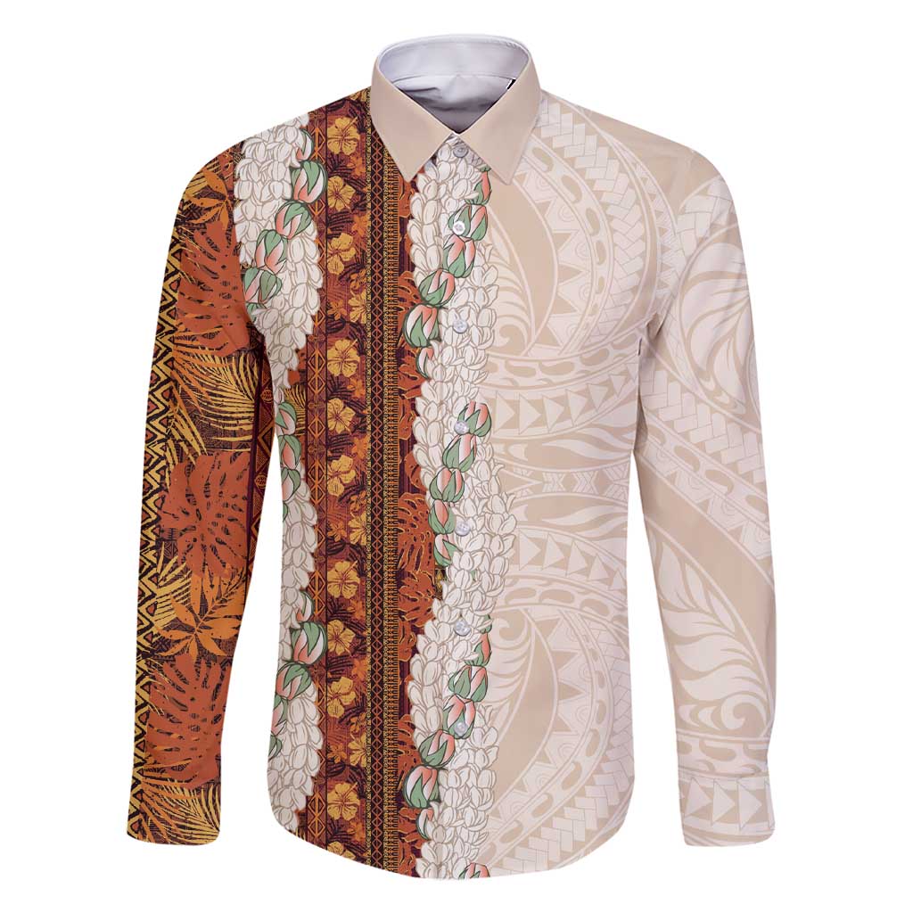 Aloha Hawaii Mikioi Lei Family Matching Short Sleeve Bodycon Dress and Hawaiian Shirt Cattail Red Tropical Flower Pattern - Polynesian Pride