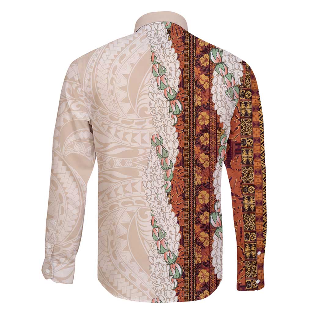 Aloha Hawaii Mikioi Lei Family Matching Tank Maxi Dress and Hawaiian Shirt Cattail Red Tropical Flower Pattern - Polynesian Pride