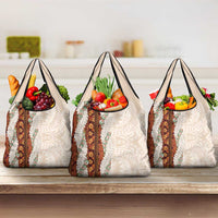 Aloha Hawaii Mikioi Lei Grocery Bag Cattail Red Tropical Flower Pattern - Polynesian Pride