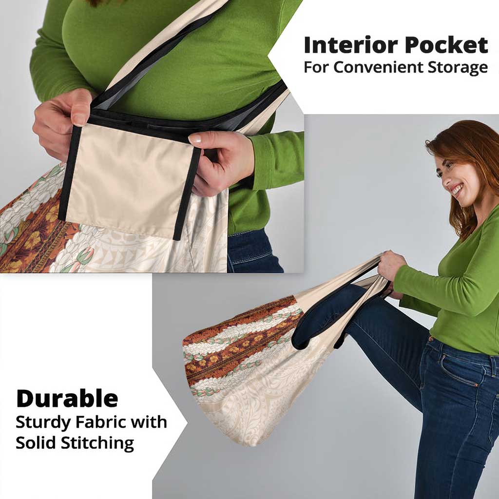 Aloha Hawaii Mikioi Lei Grocery Bag Cattail Red Tropical Flower Pattern - Polynesian Pride