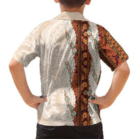 Aloha Hawaii Mikioi Lei Kid Hawaiian Shirt Cattail Red Tropical Flower Pattern - Polynesian Pride