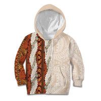 Aloha Hawaii Mikioi Lei Kid Hoodie Cattail Red Tropical Flower Pattern - Polynesian Pride