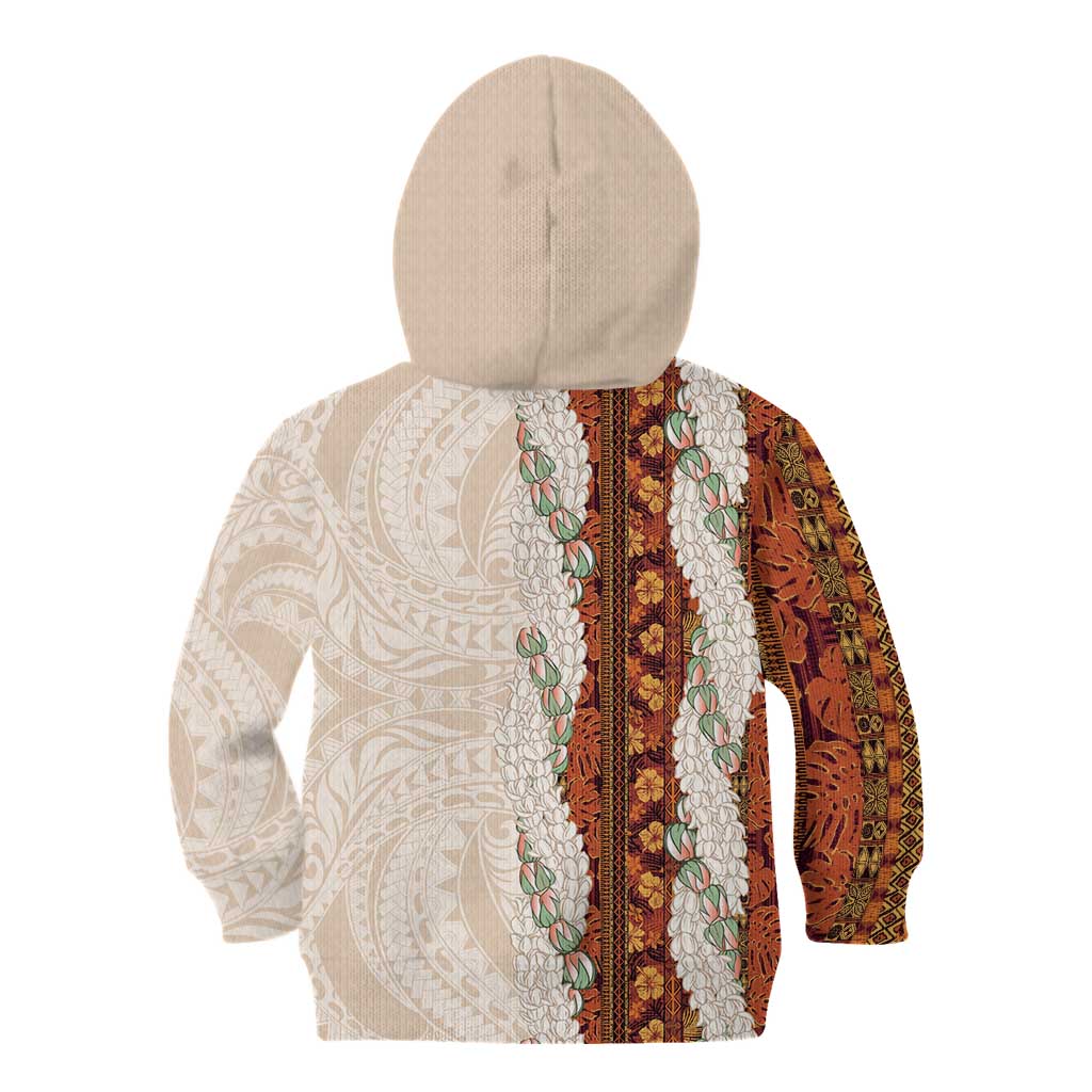 Aloha Hawaii Mikioi Lei Kid Hoodie Cattail Red Tropical Flower Pattern - Polynesian Pride