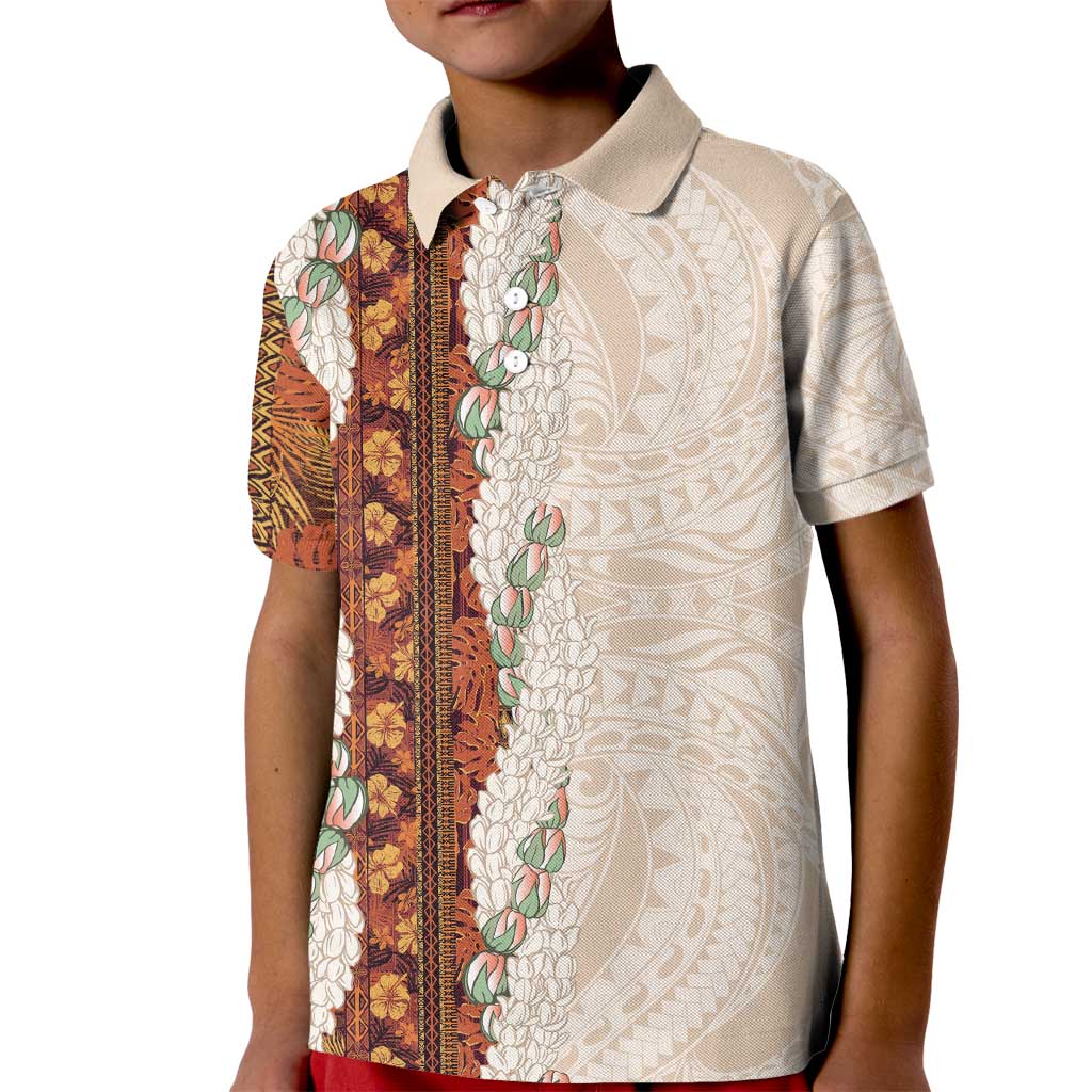 Aloha Hawaii Mikioi Lei Kid Polo Shirt Cattail Red Tropical Flower Pattern - Polynesian Pride