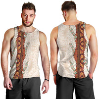 Aloha Hawaii Mikioi Lei Men Tank Top Cattail Red Tropical Flower Pattern - Polynesian Pride