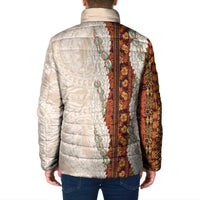 Aloha Hawaii Mikioi Lei Padded Jacket Cattail Red Tropical Flower Pattern - Polynesian Pride