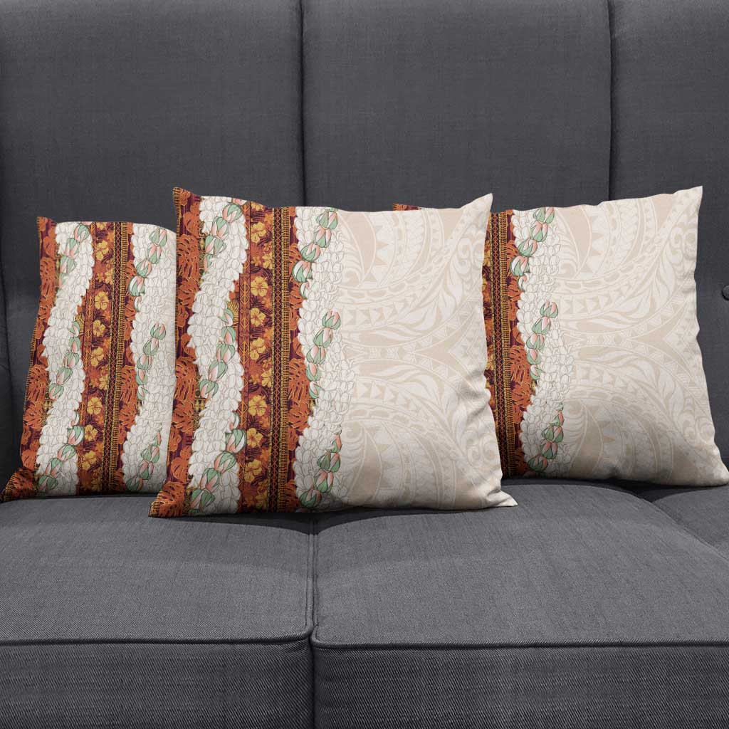 Aloha Hawaii Mikioi Lei Pillow Cover Cattail Red Tropical Flower Pattern - Polynesian Pride