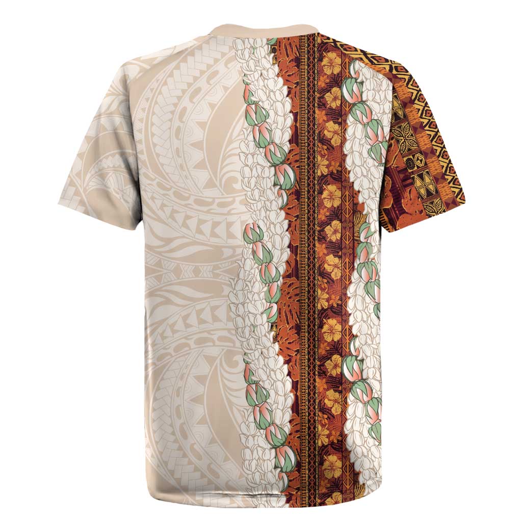 Aloha Hawaii Mikioi Lei Rugby Jersey Cattail Red Tropical Flower Pattern - Polynesian Pride