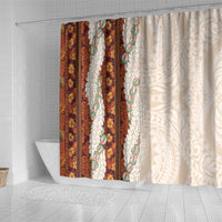 Aloha Hawaii Mikioi Lei Shower Curtain Cattail Red Tropical Flower Pattern - Polynesian Pride
