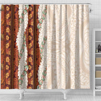 Aloha Hawaii Mikioi Lei Shower Curtain Cattail Red Tropical Flower Pattern - Polynesian Pride