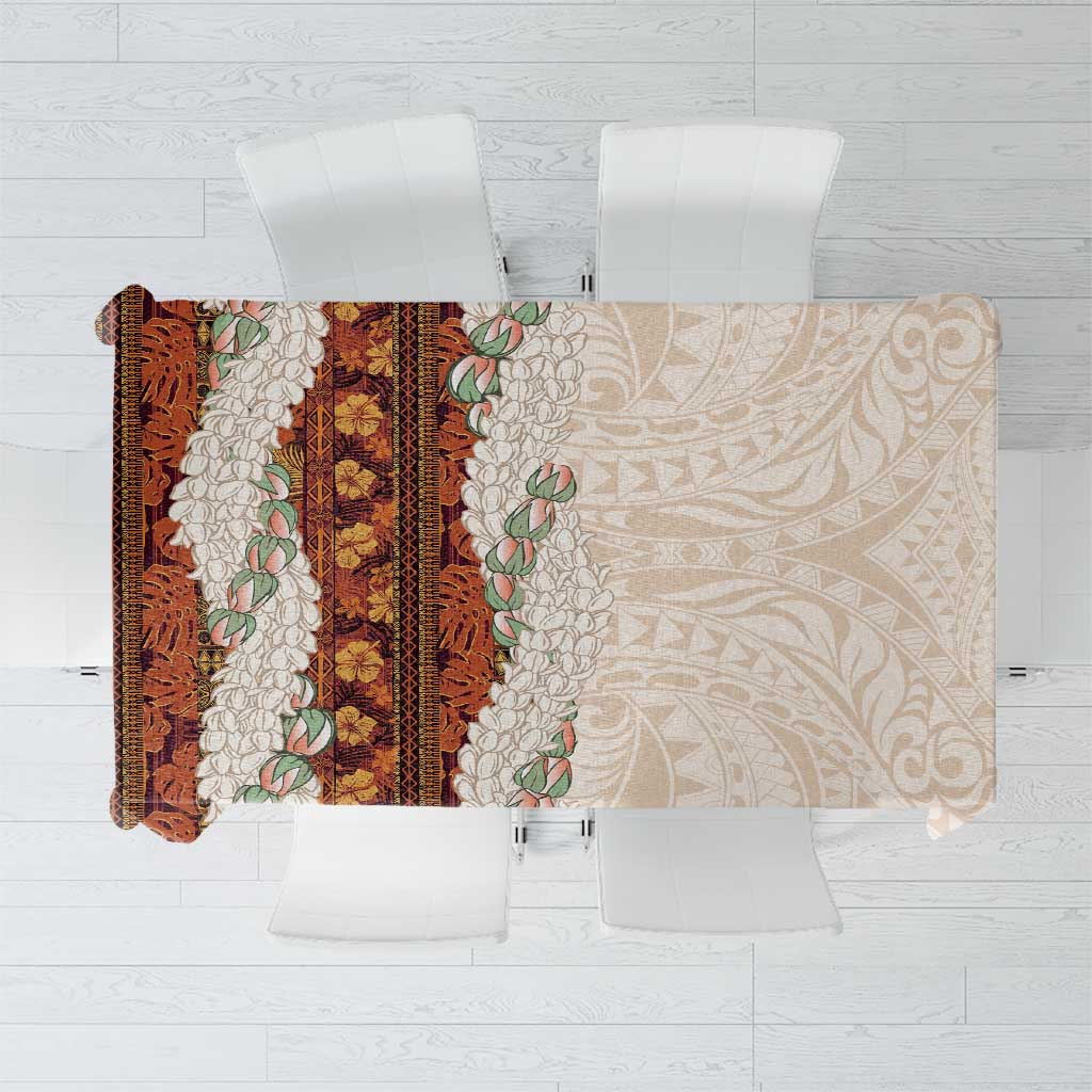 Aloha Hawaii Mikioi Lei Tablecloth Cattail Red Tropical Flower Pattern - Polynesian Pride