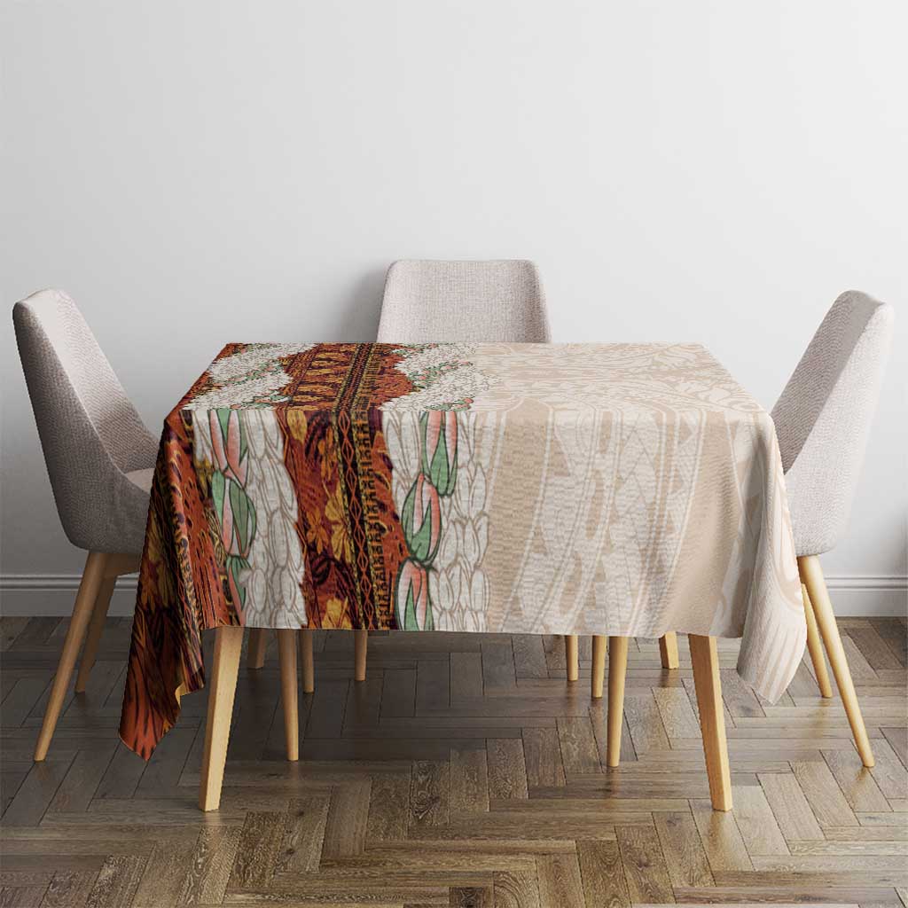 Aloha Hawaii Mikioi Lei Tablecloth Cattail Red Tropical Flower Pattern - Polynesian Pride