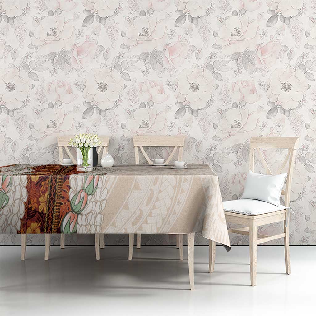 Aloha Hawaii Mikioi Lei Tablecloth Cattail Red Tropical Flower Pattern - Polynesian Pride