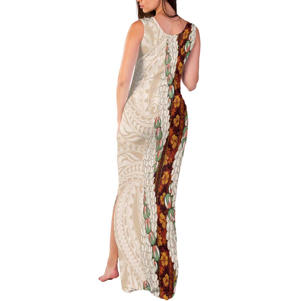 Aloha Hawaii Mikioi Lei Tank Maxi Dress Cattail Red Tropical Flower Pattern - Polynesian Pride