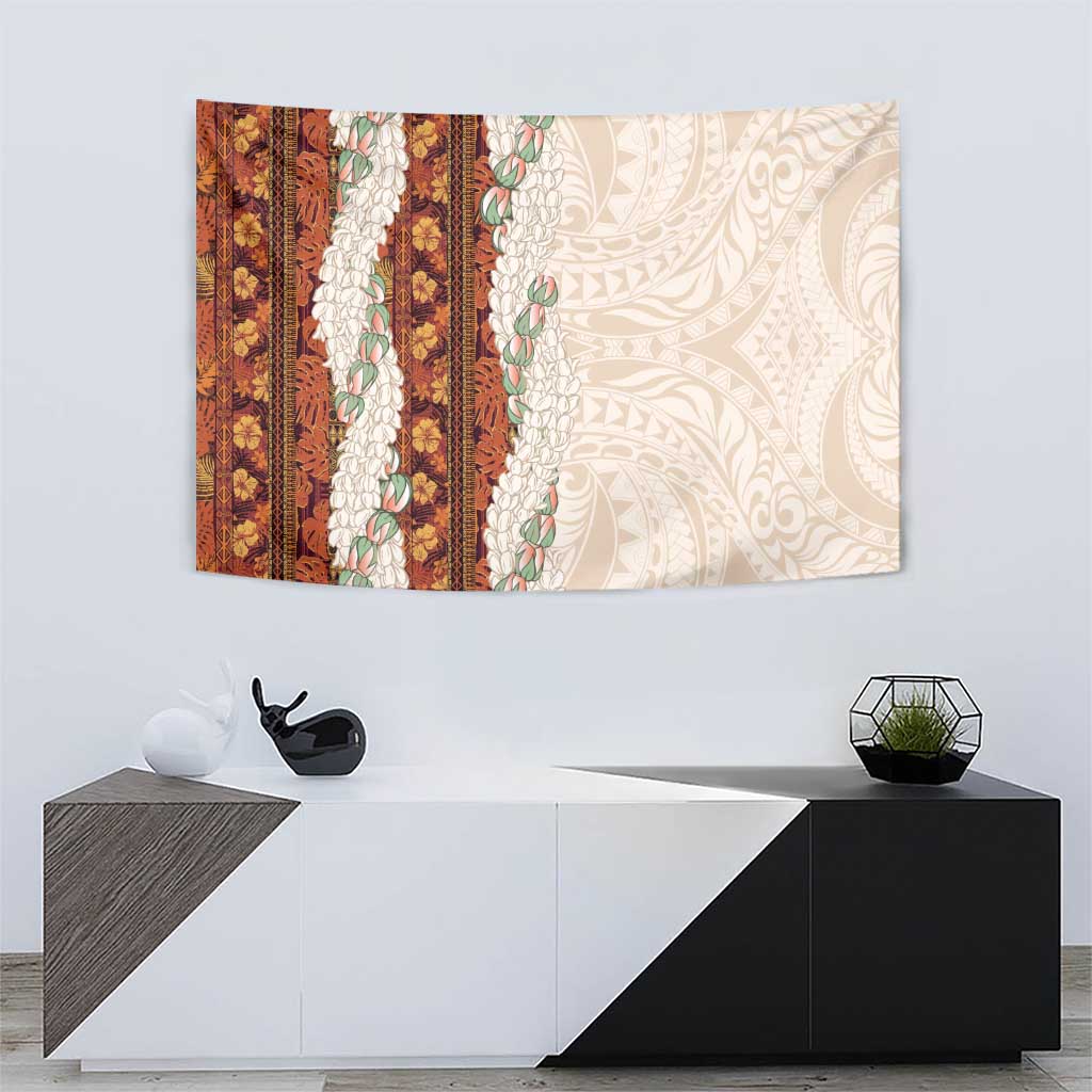 Aloha Hawaii Mikioi Lei Tapestry Cattail Red Tropical Flower Pattern - Polynesian Pride