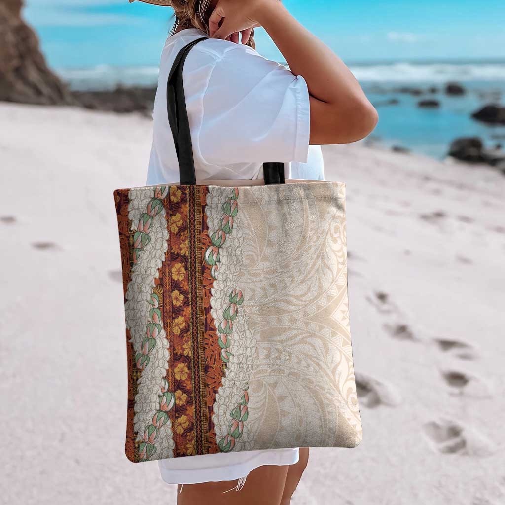 Aloha Hawaii Mikioi Lei Tote Bag Cattail Red Tropical Flower Pattern - Polynesian Pride