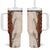 Aloha Hawaii Mikioi Lei Tumbler With Handle Cattail Red Tropical Flower Pattern - Polynesian Pride