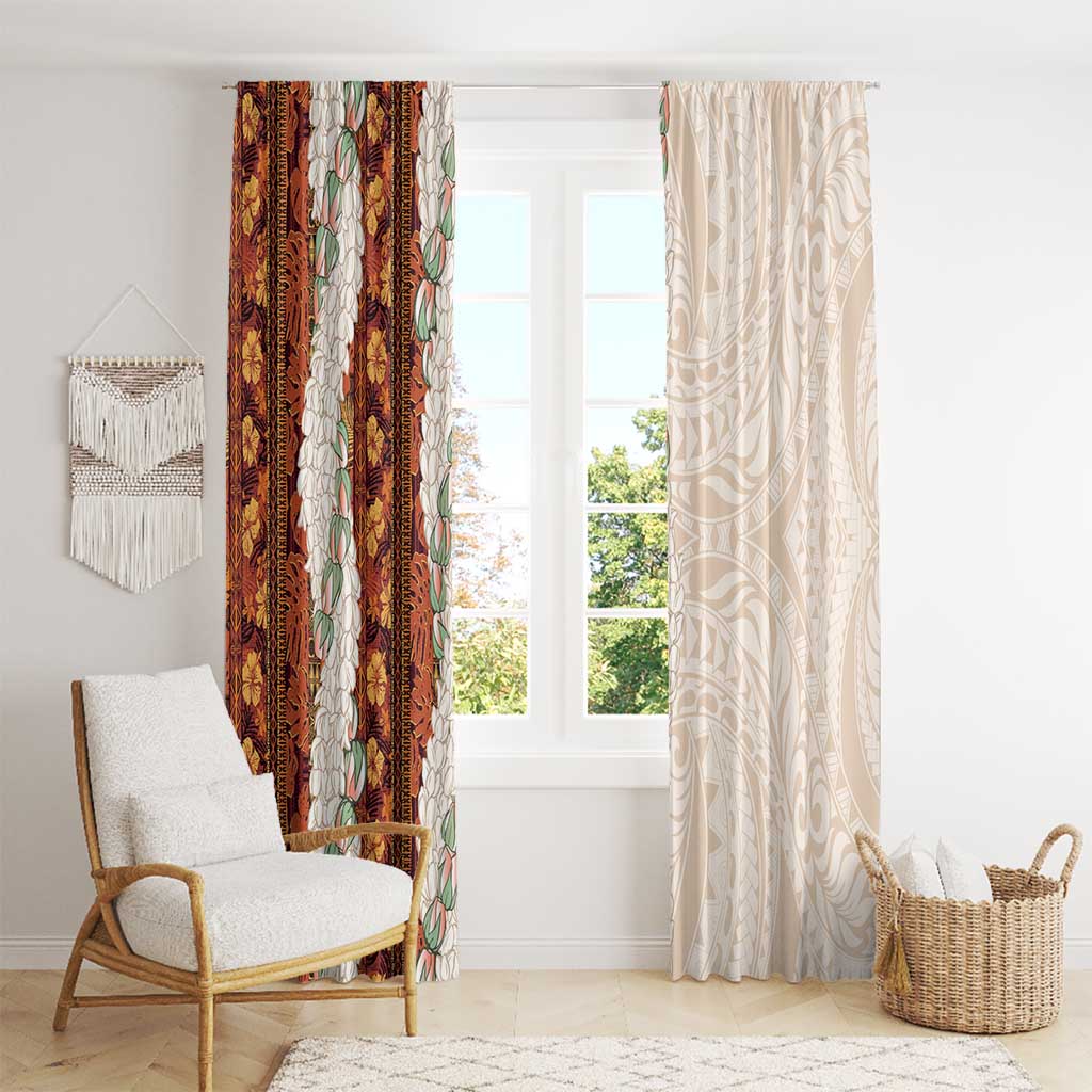 Aloha Hawaii Mikioi Lei Window Curtain Cattail Red Tropical Flower Pattern - Polynesian Pride