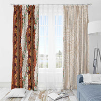 Aloha Hawaii Mikioi Lei Window Curtain Cattail Red Tropical Flower Pattern - Polynesian Pride