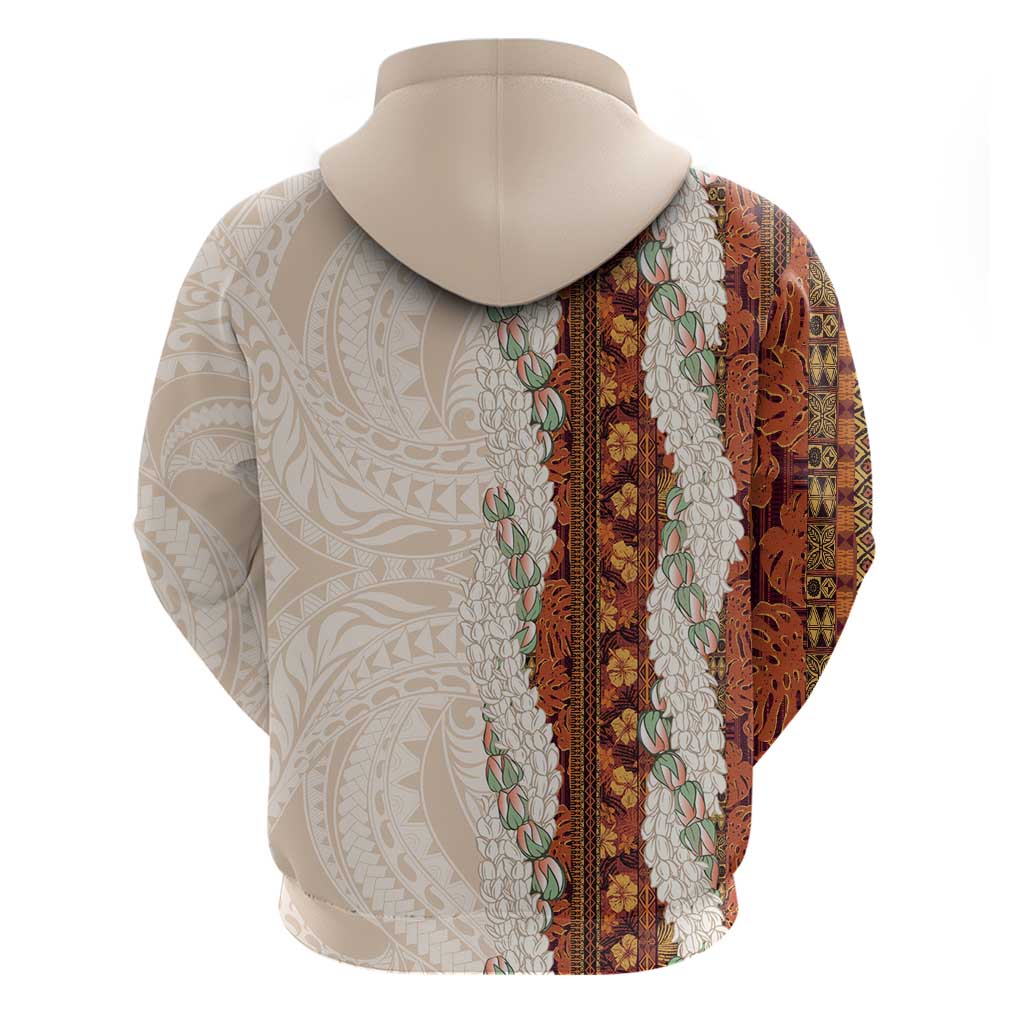 Aloha Hawaii Mikioi Lei Zip Hoodie Cattail Red Tropical Flower Pattern - Polynesian Pride