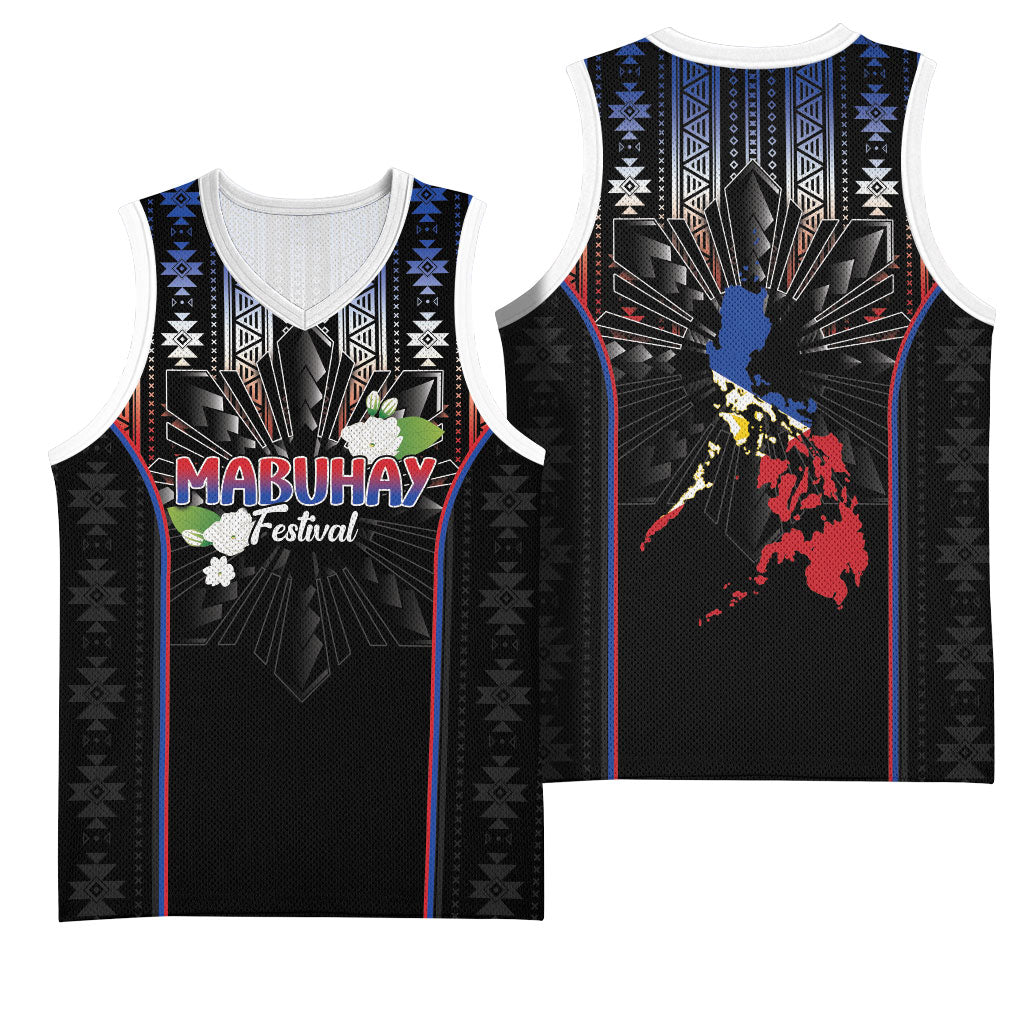 Mabuhay Philippines Festival Basketball Jersey Filipino Map Sampaguita Igorot Pattern