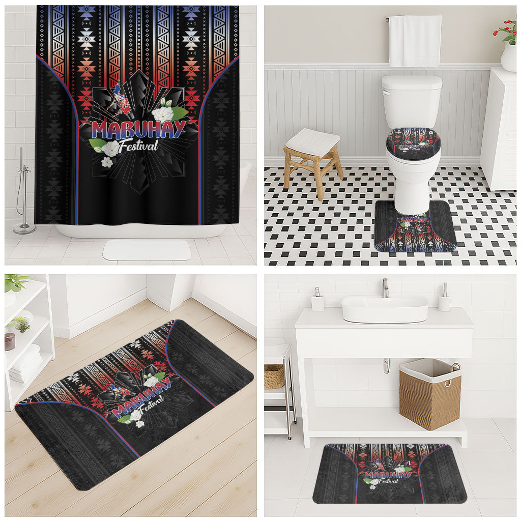 Mabuhay Philippines Festival Bathroom Set Filipino Map Sampaguita Igorot Pattern