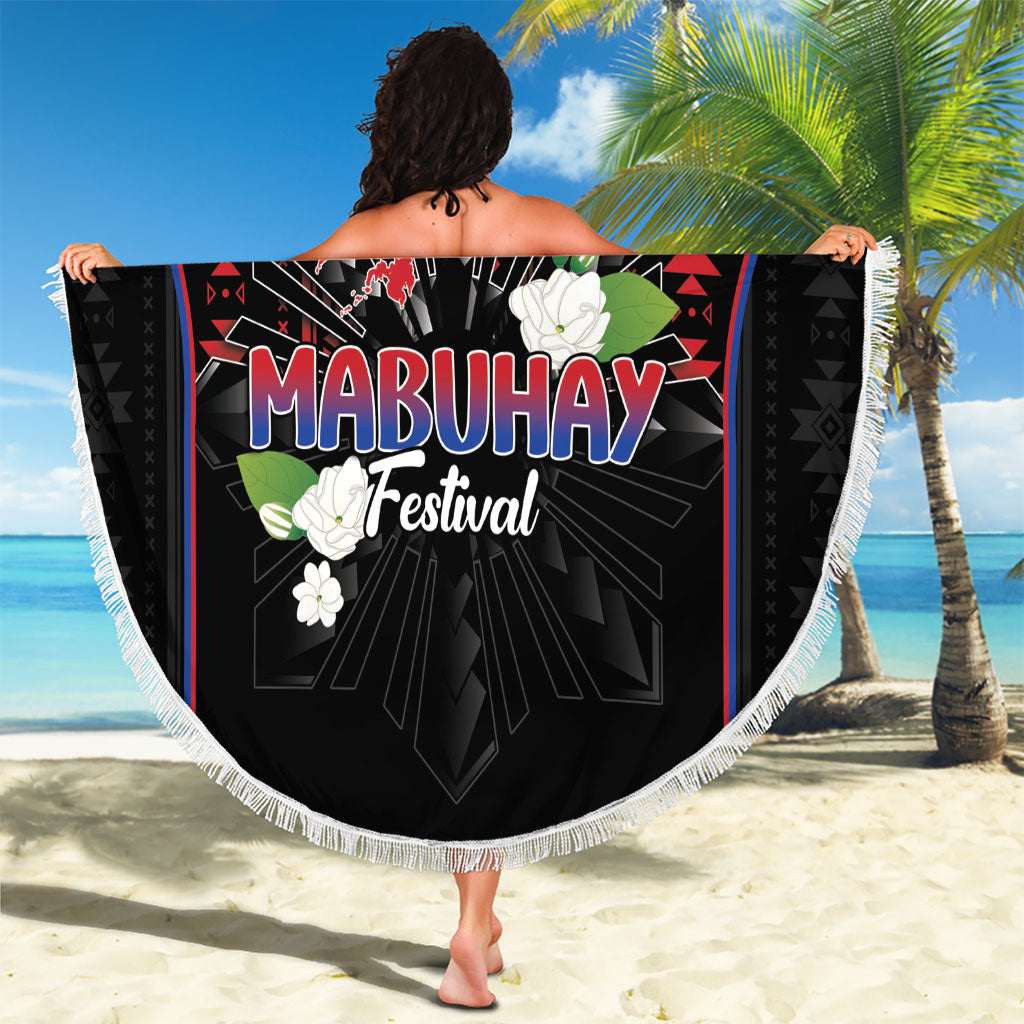 Mabuhay Philippines Festival Beach Blanket Filipino Map Sampaguita Igorot Pattern