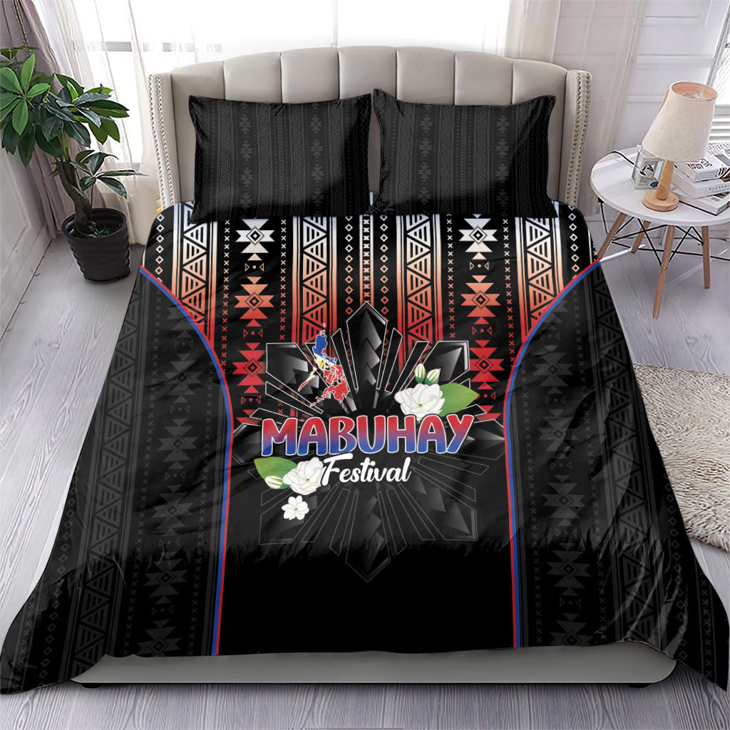 Mabuhay Philippines Festival Bedding Set Filipino Map Sampaguita Igorot Pattern