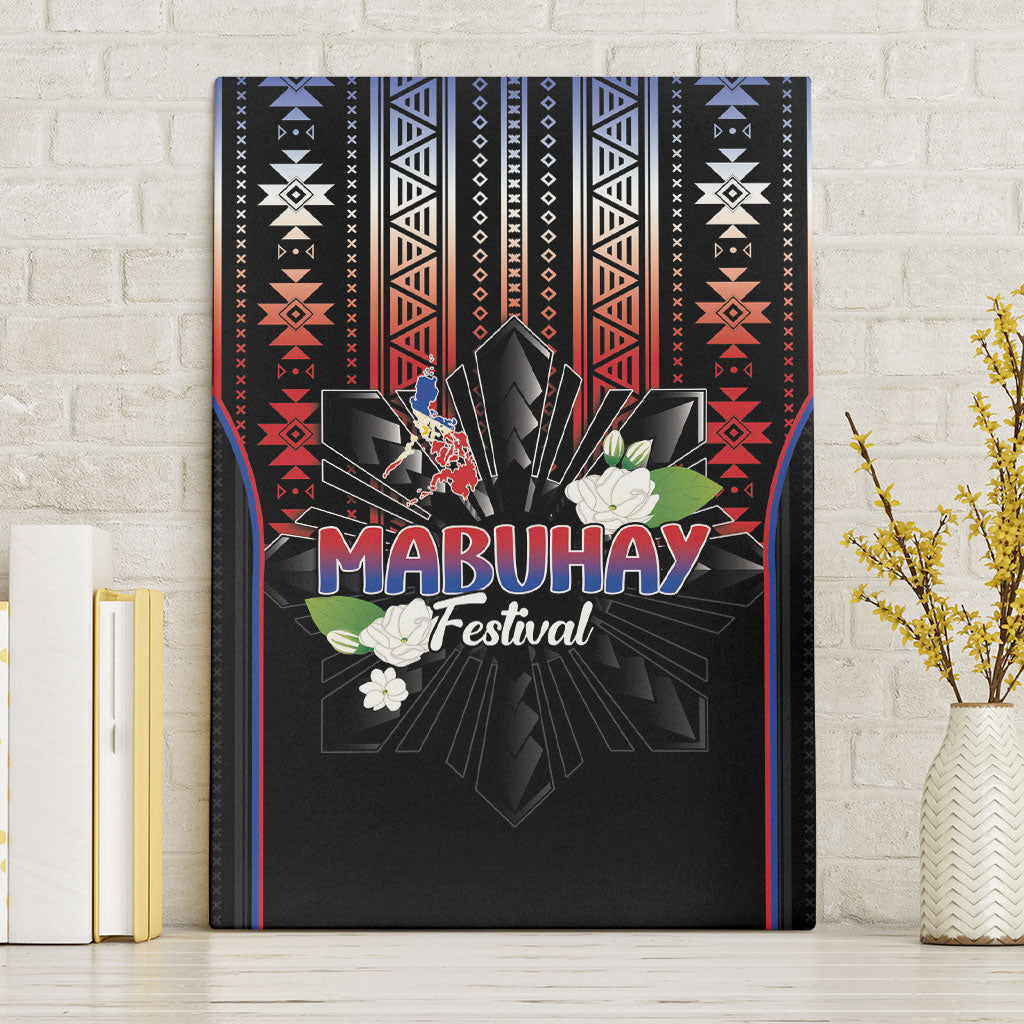 Mabuhay Philippines Festival Canvas Wall Art Filipino Map Sampaguita Igorot Pattern