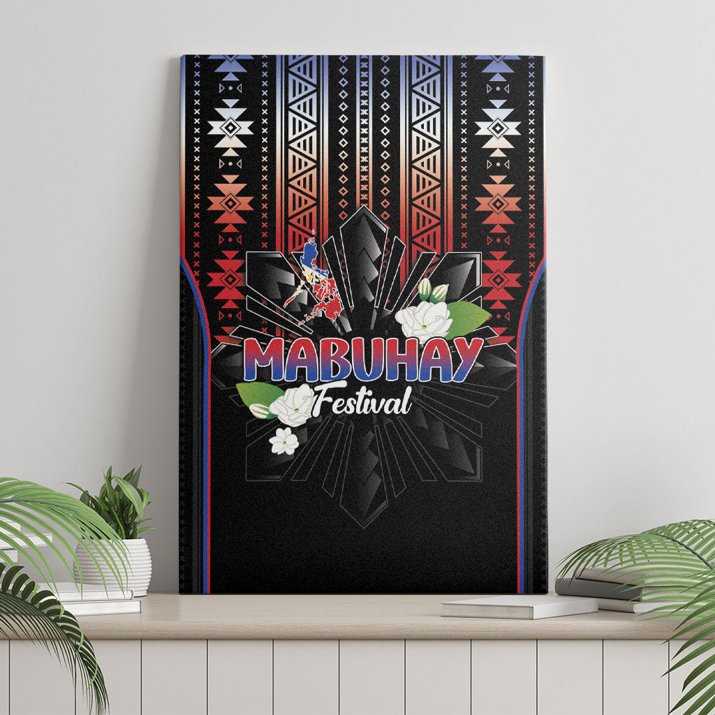 Mabuhay Philippines Festival Canvas Wall Art Filipino Map Sampaguita Igorot Pattern