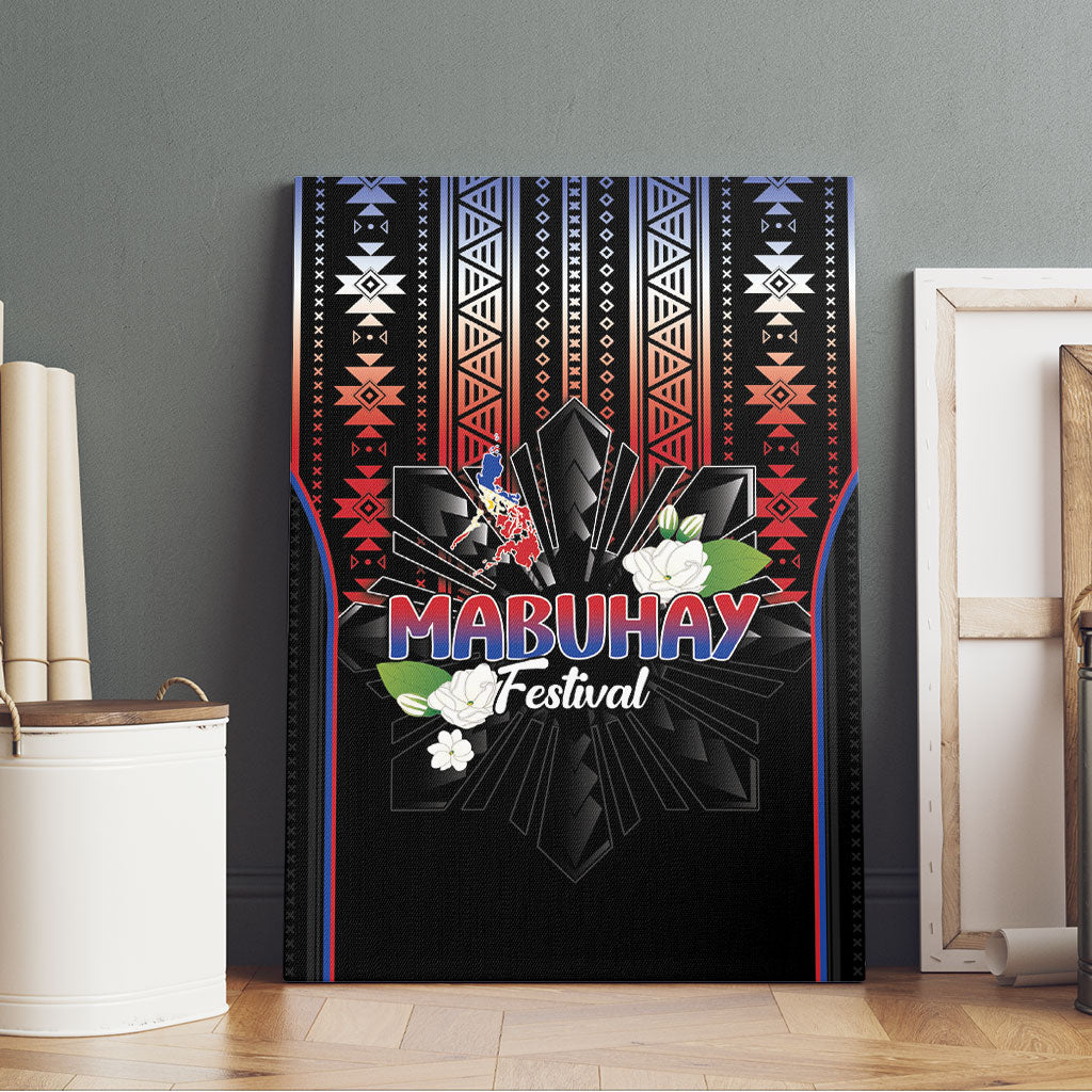 Mabuhay Philippines Festival Canvas Wall Art Filipino Map Sampaguita Igorot Pattern