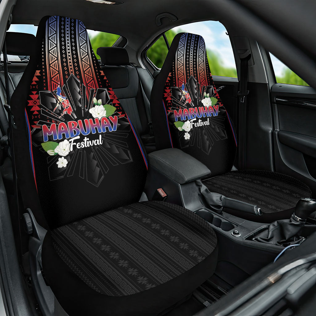 Mabuhay Philippines Festival Car Seat Cover Filipino Map Sampaguita Igorot Pattern