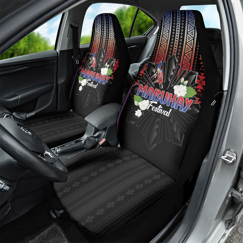 Mabuhay Philippines Festival Car Seat Cover Filipino Map Sampaguita Igorot Pattern
