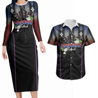 Mabuhay Philippines Festival Couples Matching Long Sleeve Bodycon Dress and Hawaiian Shirt Filipino Map Sampaguita Igorot Pattern