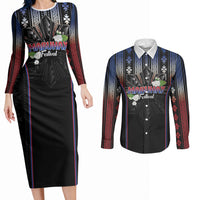 Mabuhay Philippines Festival Couples Matching Long Sleeve Bodycon Dress and Long Sleeve Button Shirt Filipino Map Sampaguita Igorot Pattern
