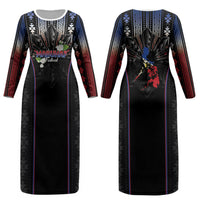 Mabuhay Philippines Festival Couples Matching Long Sleeve Bodycon Dress and Long Sleeve Button Shirt Filipino Map Sampaguita Igorot Pattern