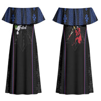 Mabuhay Philippines Festival Couples Matching Off Shoulder Maxi Dress and Hawaiian Shirt Filipino Map Sampaguita Igorot Pattern