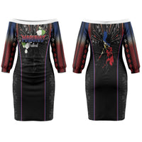 Mabuhay Philippines Festival Couples Matching Off The Shoulder Long Sleeve Dress and Long Sleeve Button Shirt Filipino Map Sampaguita Igorot Pattern
