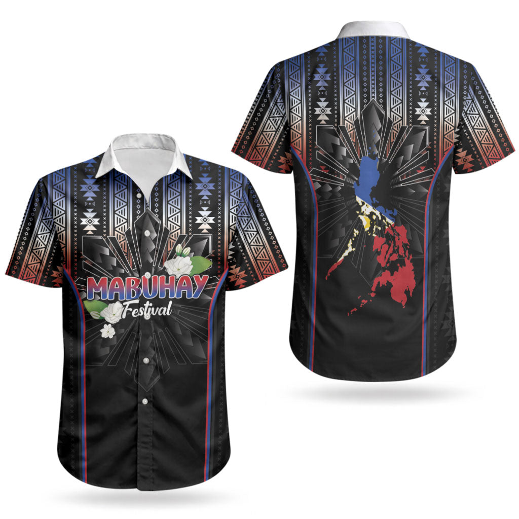 Mabuhay Philippines Festival Couples Matching Puletasi and Hawaiian Shirt Filipino Map Sampaguita Igorot Pattern