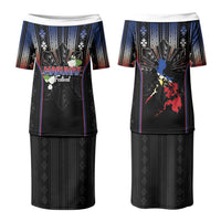 Mabuhay Philippines Festival Couples Matching Puletasi and Long Sleeve Button Shirt Filipino Map Sampaguita Igorot Pattern