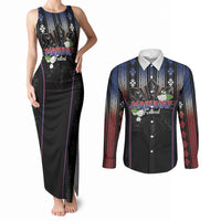 Mabuhay Philippines Festival Couples Matching Tank Maxi Dress and Long Sleeve Button Shirt Filipino Map Sampaguita Igorot Pattern