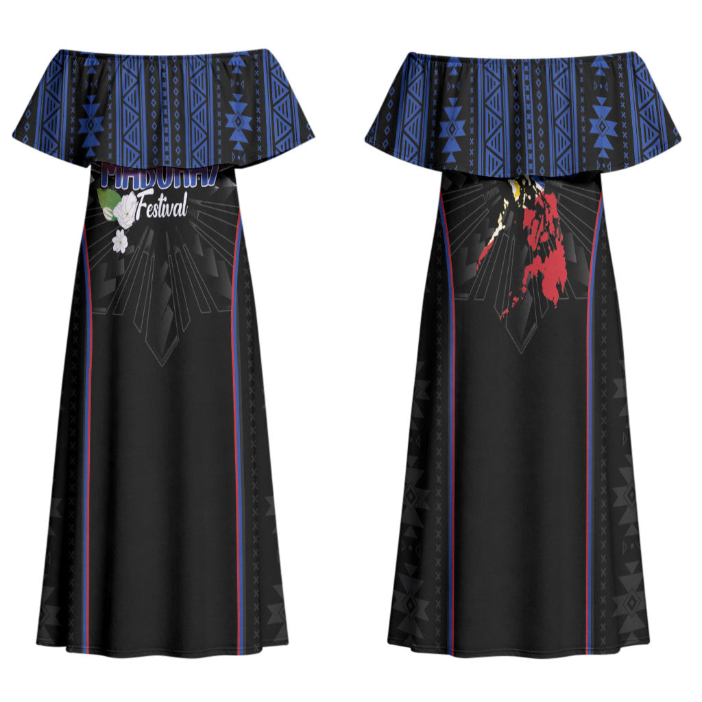 Mabuhay Philippines Festival Family Matching Off Shoulder Maxi Dress and Hawaiian Shirt Filipino Map Sampaguita Igorot Pattern