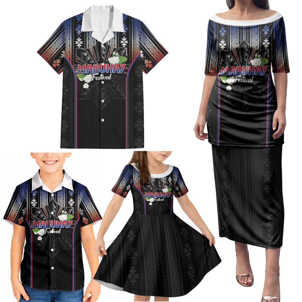 Mabuhay Philippines Festival Family Matching Puletasi and Hawaiian Shirt Filipino Map Sampaguita Igorot Pattern